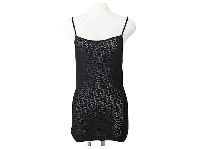 CHANEL] Chanel Camisole Tank Top Black Polyester Rayon  - Joli  Closet