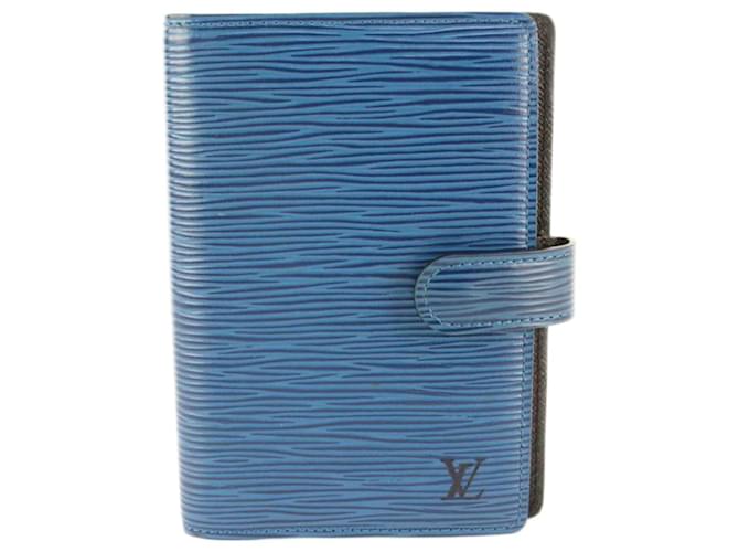 Louis Vuitton Bague Toledo Cuir Épi Bleu Petite Agenda PM  ref.679775