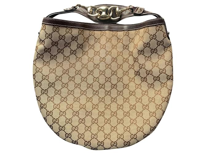 Vintage Gucci monogram handbag Beige Cloth  ref.679935
