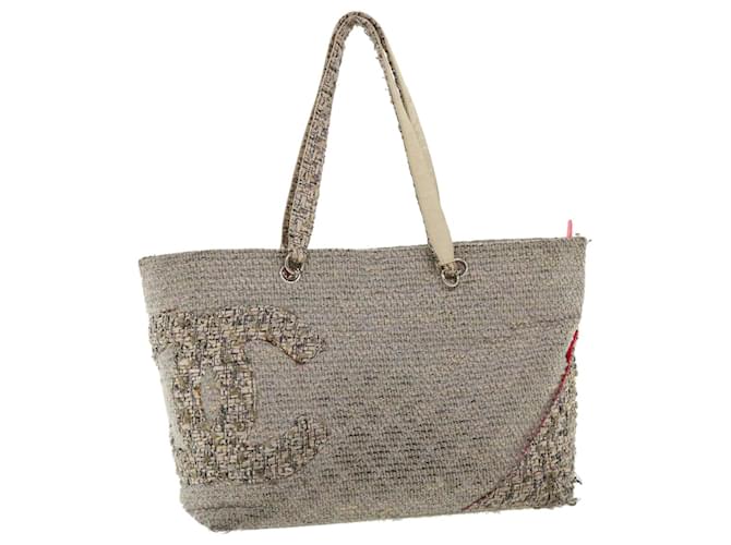 CHANEL Cambon Line Tote Bag Rose Gris CC Auth am3204 Toile  ref.680161