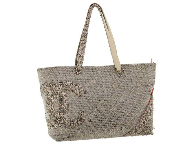 CHANEL Borsa Tote Cambon Line Rosa Grigio CC Auth am3204 Marrone