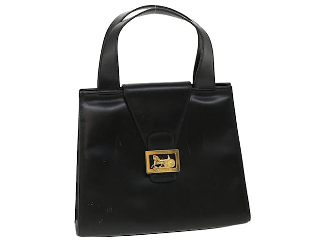 Céline CELINE Horse Carriage Hand Bag Leather Black Auth rd3150  ref.680178