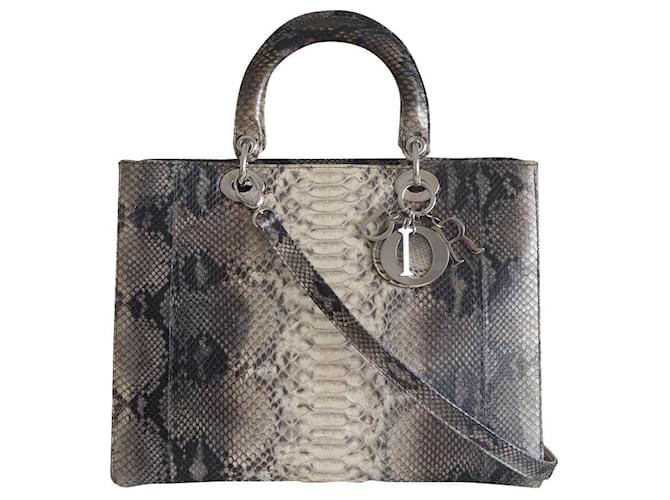 Large model Lady Dior python bag Python print Leather  ref.680197