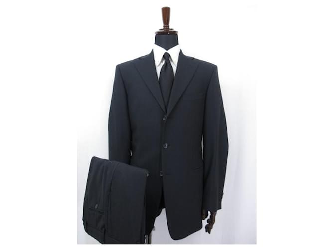 *[Versace-Sammlung] 3 Anzug mit Knopfleiste und gewebtem Muster (Herren) Marineblau Wolle  ref.680260