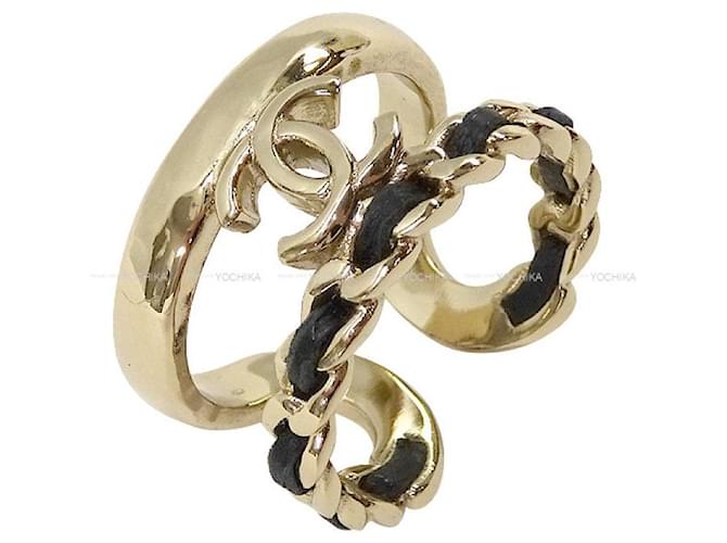 * Chanel Leather Chain Coco Mark Black (black) Champagne Gold Metal  Fittings Rings & Rings