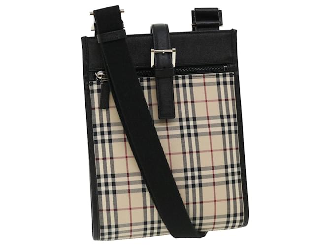 BURBERRY Nova Check Shoulder Bag Canvas Leather Beige Black Auth ai430a Cloth  ref.680427