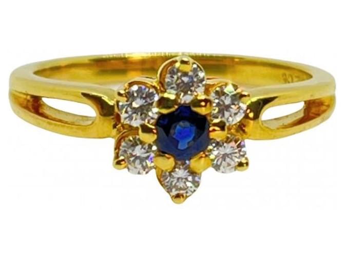 Mikimoto K18 Diamond Sapphire Ring No.11 Golden ref.680513 - Joli