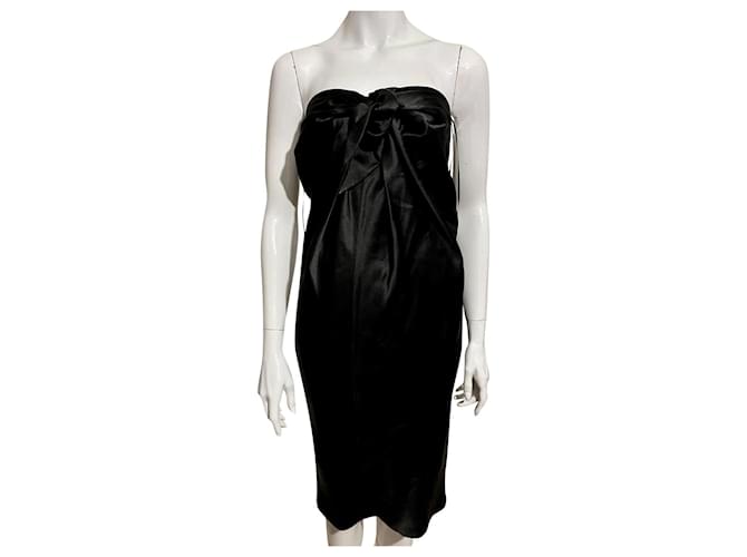 Halston Heritage Strapless silk dress from hammered silk Black  ref.680518