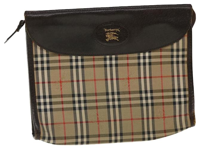 Autre Marque Burberrys Nova Check Clutch Bag Canvas Leather Beige Auth ki2262 Cloth  ref.680558