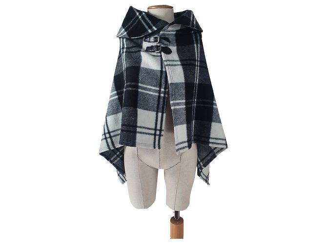Ralph Lauren Poncho Grau Wolle Mehrfarben