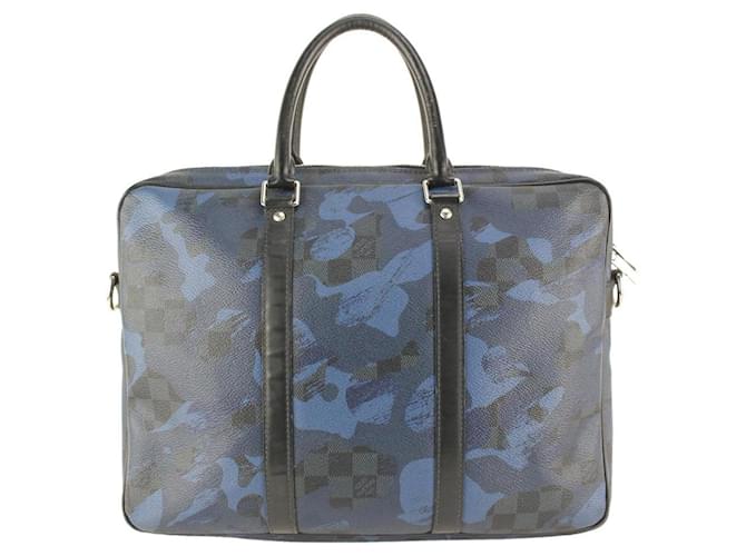 Louis Vuitton Navy Camo Damier Cobalt Porte Documents Voyage Camouflage  Leather ref.681070 - Joli Closet