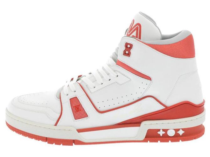 Louis Vuitton Herren 12 US Virgil Abloh High-Top-Sneaker in Weiß x Rot