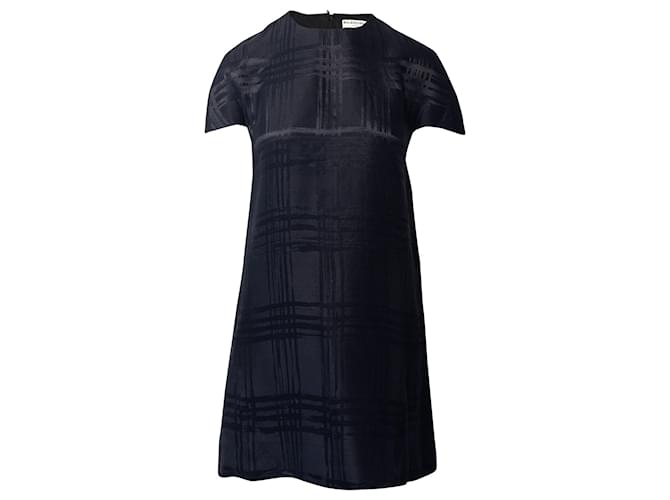 Balenciaga Mini-robe à carreaux ton sur ton en soie noire  ref.681083