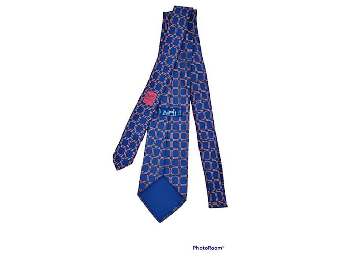 Hermès Cravatte Blu scuro Seta  ref.681222