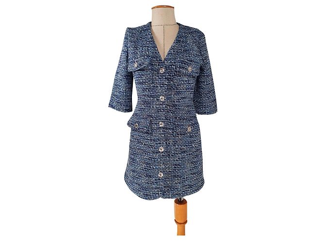 Maje Kleid aus blauem Tweed Größe 40