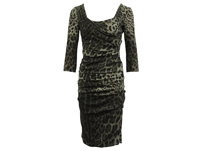 Dolce & Gabbana Vestido de seda com estampa de leopardo  ref.681708