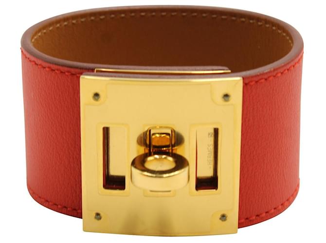 Hermès Bracelet Chien Kelly en Orange Cuir  ref.681720