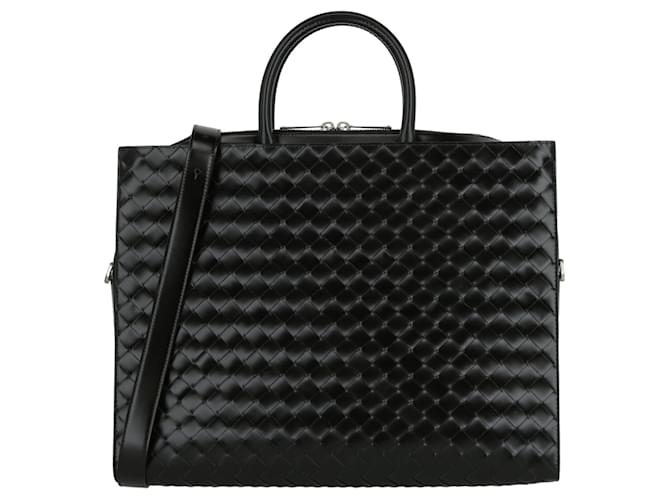 Bottega Veneta Intrecciato Leather Briefcase Black  ref.681804
