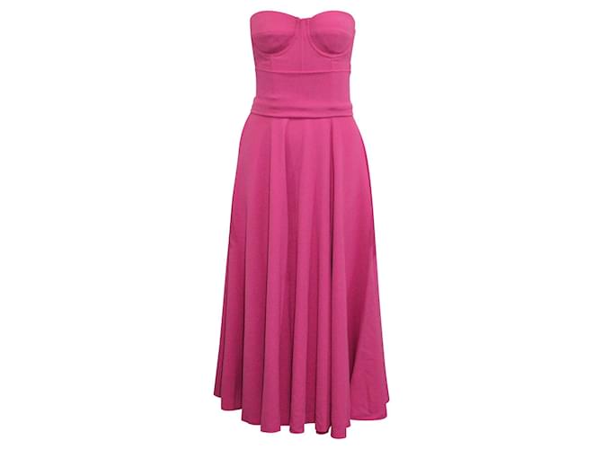 Dolce & Gabbana Bustier Crepe De Chine Flared Dress Pink  ref.681810