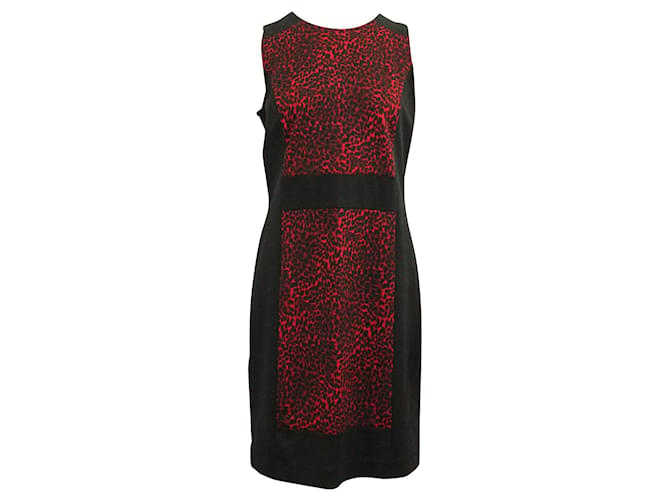 Michael Kors Vestido recto con estampado de leopardo negro y rojo  ref.681814