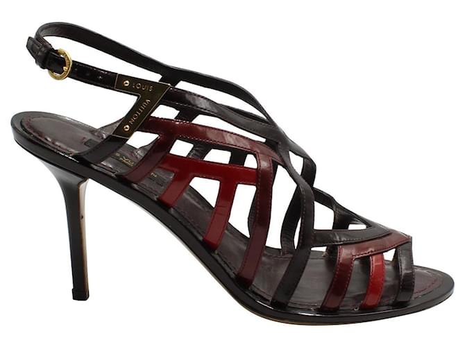 Louis Vuitton Tri-Colour High Heeled Sandals Red Leather  ref.681862