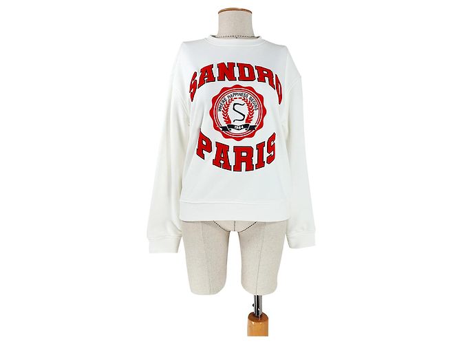 Sandro Sweatshirt aus Baumwolle weiß mehrfarbig M Mehrfarben