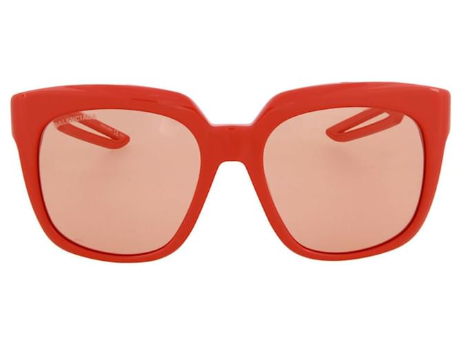 Balenciaga Acetat-Sonnenbrille mit quadratischem Rahmen Rot Zellulosefaser  ref.681907