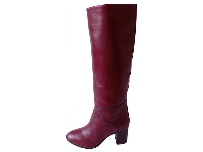 Botas Chloé de cuero rojo oscuro Burdeos