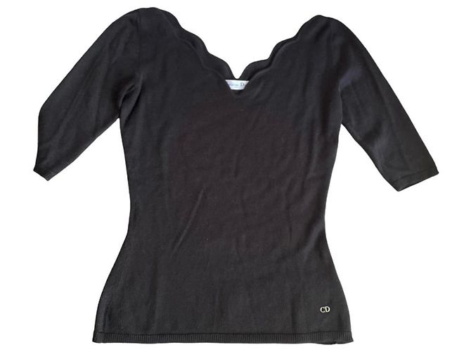 Christian Dior Bluse Schwarz Kaschmir und Seide