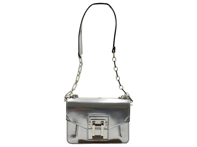 Proenza Schouler PS1 Mini Shoulder Bag in Silver Metallic Calfskin Leather Silvery Pony-style calfskin  ref.682265