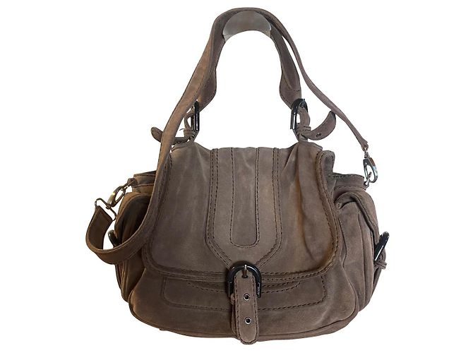 Bolsa Kenzo de pele de cervo castanho escuro