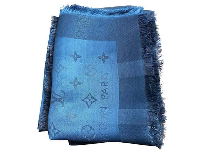 Louis Vuitton Châle  bleu et argent Métal Bleu clair  ref.682477