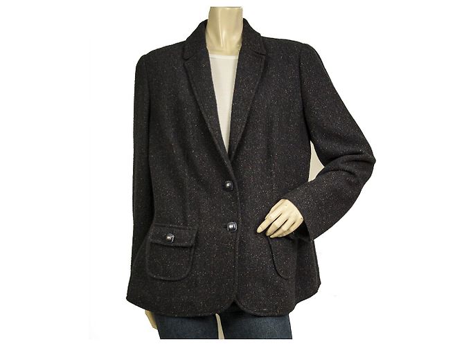 Luisa Spagnoli  Blue Wool Silk Blend Fitted Two Buttons Blazer jacket size 48