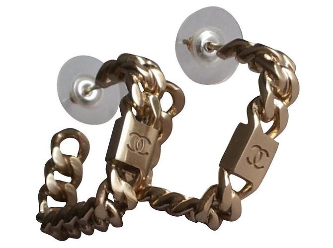 Chanel CC Logo Ohrringe Goldfarben Golden