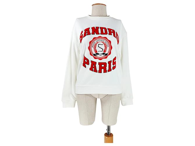 Sandro Sweatshirt Weiß Baumwolle Mehrfarben 