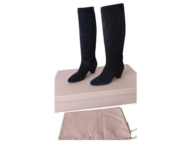 Miu Miu Wildlederstiefel Schwarz Größe 39