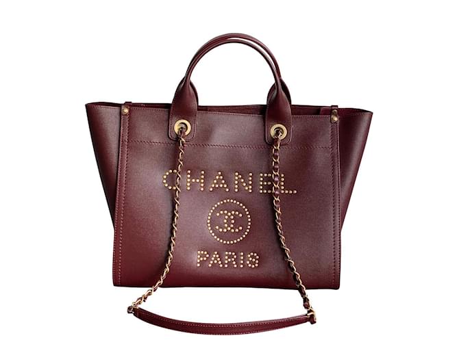 Chanel Deauville Dark red Leather  ref.682676