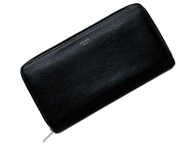 Céline Zip Around Black Leather  ref.682771