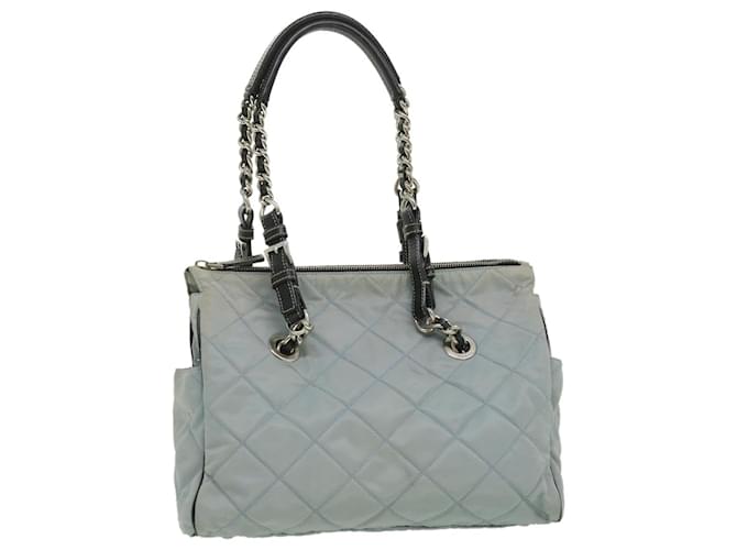 PRADA Chain Shoulder Bag Nylon Light Blue Auth ac1036  ref.682913