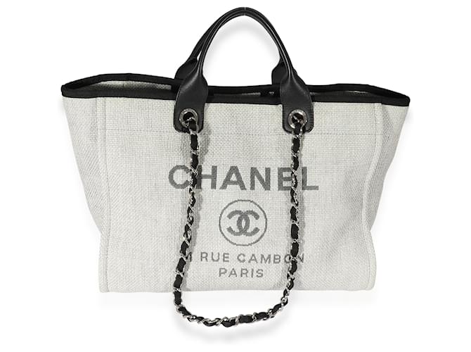 Chanel Grey & Black Canvas Large Deauville Tote