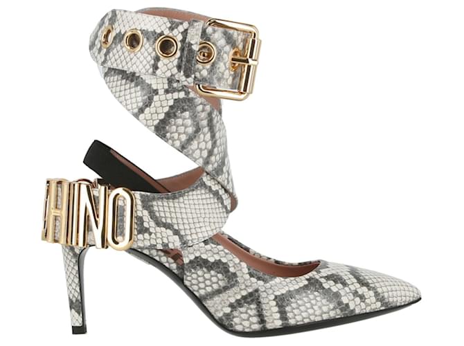 Moschino Sapatos pontiagudos com estampa de pele de cobra Multicor Couro Bezerro-como bezerro  ref.683045