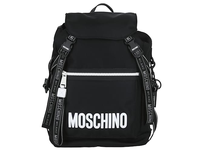 Moschino mochila de nailon con logotipo de goma Negro Poliamida Nylon  ref.683047