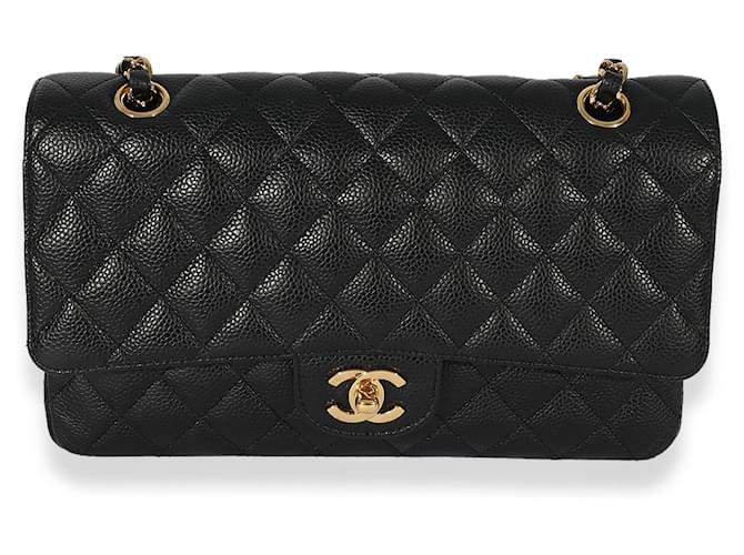 Timeless Chanel Black Quilted Caviar Medium Classic Double Flap Bag  Leather  ref.683101