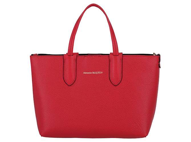Alexander McQueen Mini Shopper Leather Tote Red Pony-style calfskin  ref.683243