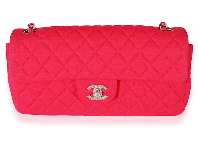 Timeless Chanel Pink Jersey East West Flap Rosa  ref.683255