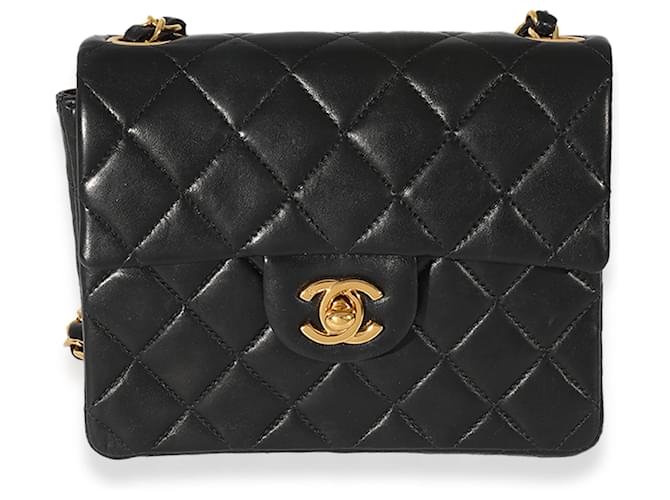 Chanel Vintage Black Quilted Lambskin Mini Square Classic Flap Bag Leather  ref.683313 - Joli Closet