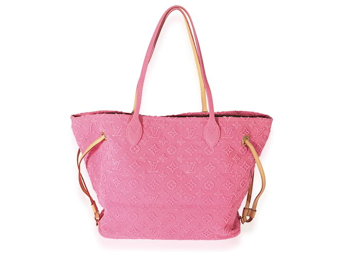 Louis Vuitton Monogram Denim Neverfull Mm Rose Pink Leder  ref.683411