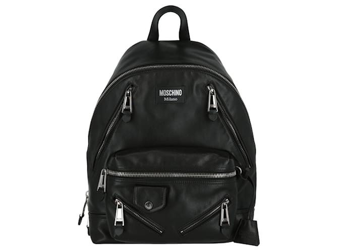 Moschino Biker Jacket Leather Backpack Black  ref.683457