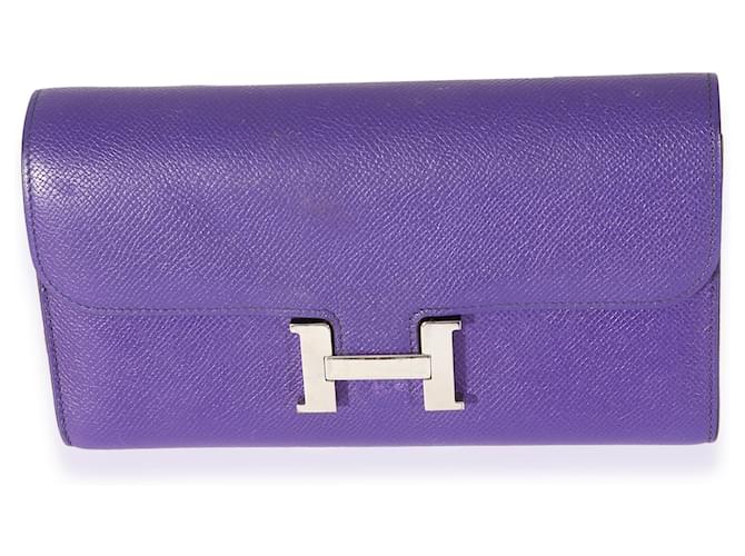 Hermès Hermes Iris Epsom Constance Long Wallet Phw  Purple Leather  ref.683499