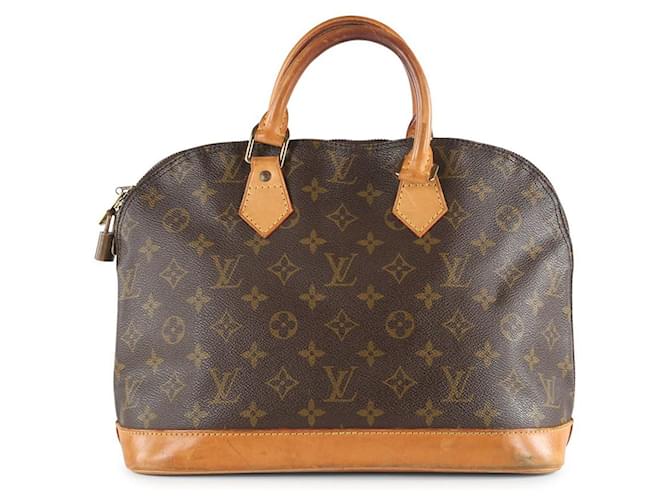 Louis Vuitton Brown Monogram Alma MM Handle Bag Beige Cloth  ref.683595